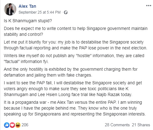 States Times Review Alex Tan Wants To Destabilise Singapore Society