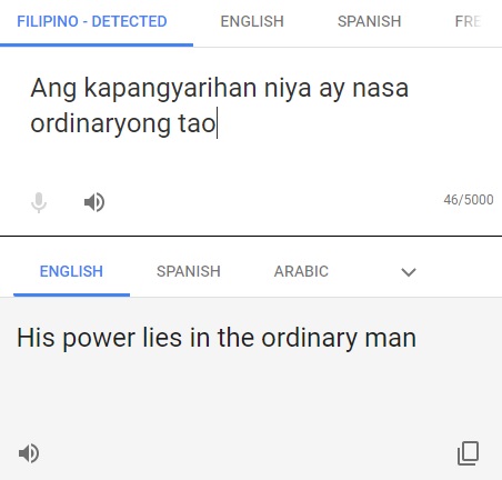 Filipino translation of JBJ's quotes